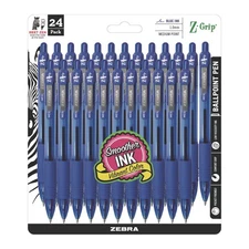 Zebra® Z-Grip Retractable Ballpoint Pen, Blue Ink, Medium, 24/Pack