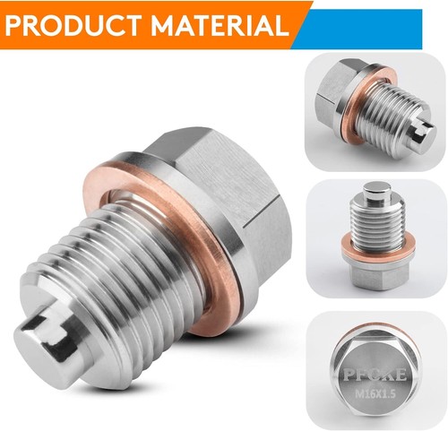 Stainless Steel Engine Neodymium Magnetic Oil Drain Plug with Copper Gasket - Picture 29 of 34