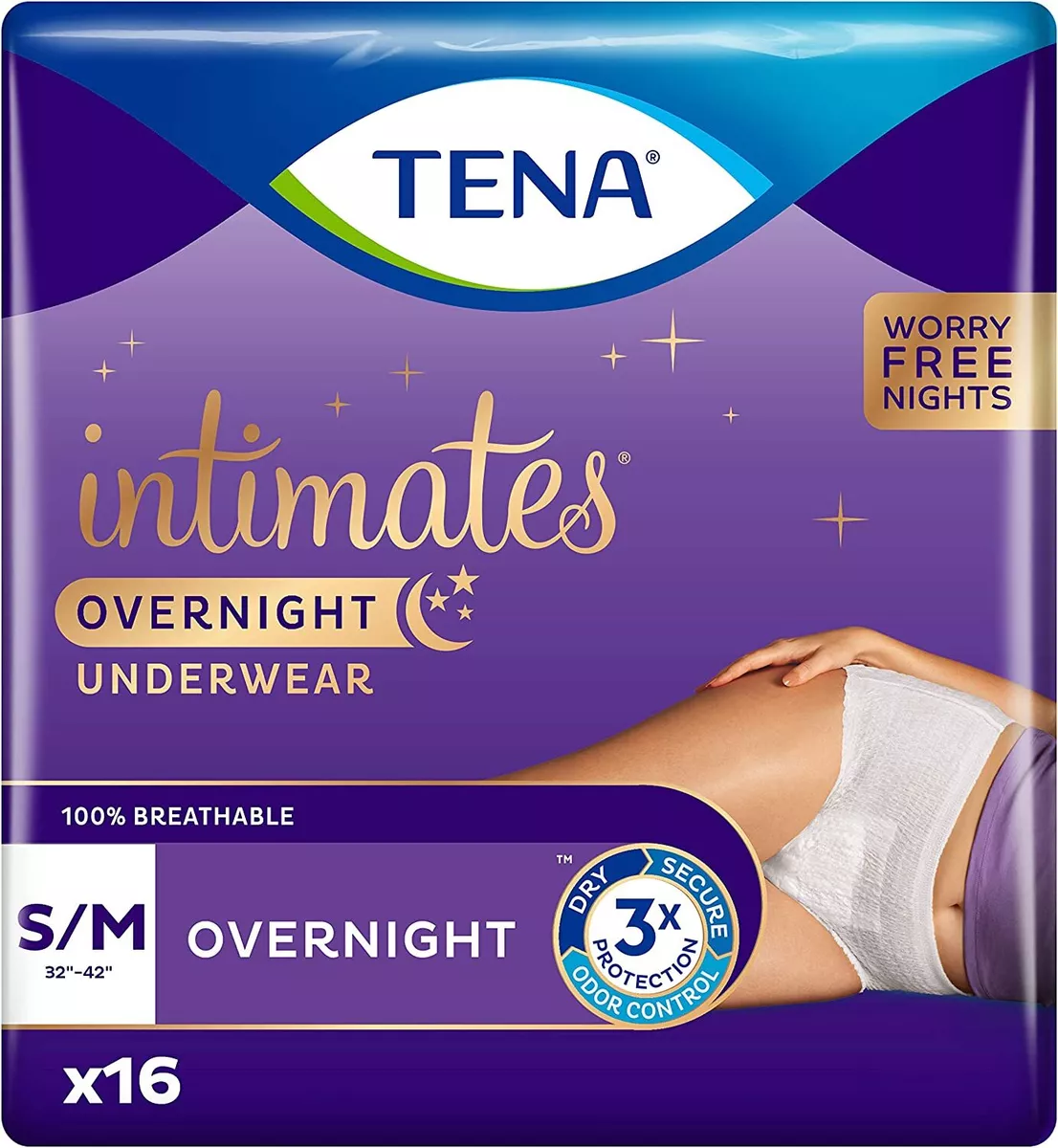 Tena Intimates Overnight Incontinence Underwear S/M, 16 Count - Pack of 1