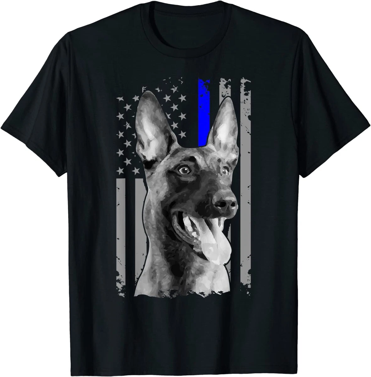 Belgian Malinois K9 Unit Thin Blue Line Flag Police Gifts T Shirt