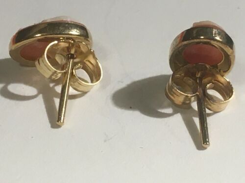 VTG Antique Victorian 14K Gold CAMEO Pierced Earrings - Picture 3 of 4
