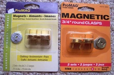 ProMag #50004 Magnetic 3/4" Round Gold Color Clasps 2 Packages 4 Sets New