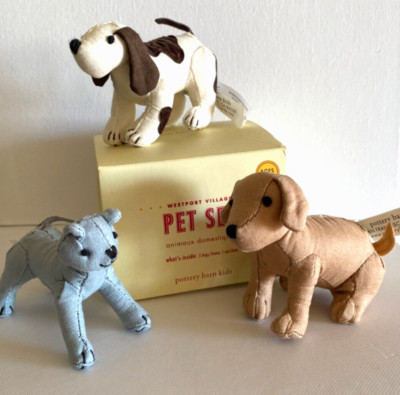 Pottery Barn Kids Westport Village Plush Mini Pet Set, 2 Dogs & 1 Cat,  3 