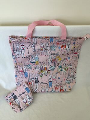 FIFI LAPIN PINK ZIP TOTE w/ INTERIOR MINI ZIP POUCH VGC!