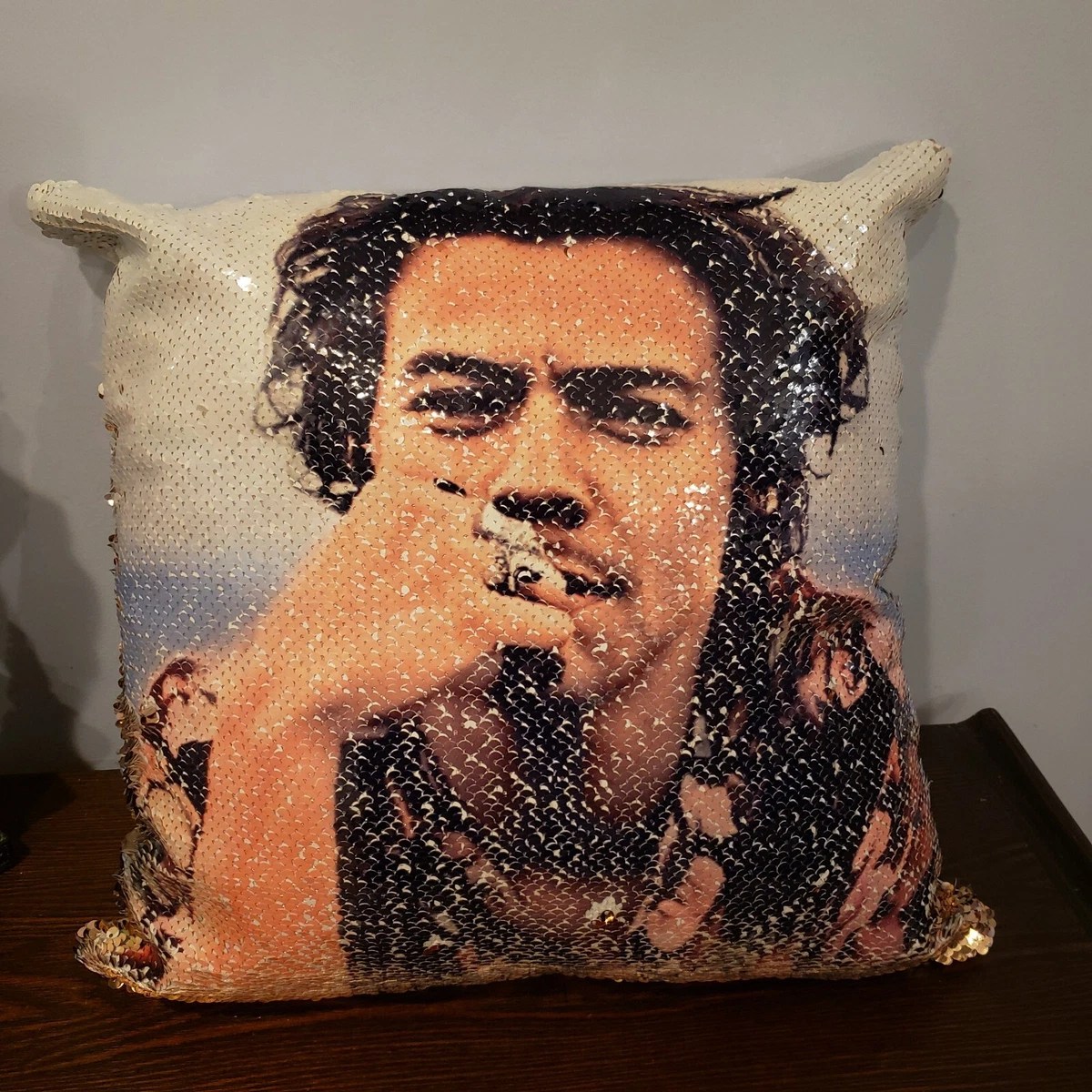 Harry styles sequin clearance pillow