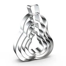 Pear Cookie Cutter Set - 5", 4", 3", 2" - 4 Piece - Stainless Steel