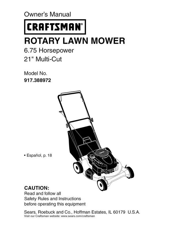 Craftsman on sale mower manual