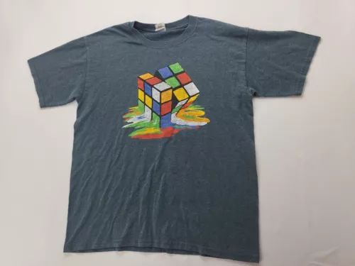 Vintage Style RUBIK’S CUBE Brand RETRO ART Toy Puzzle COLOR MELT Men’s XL T-Shir