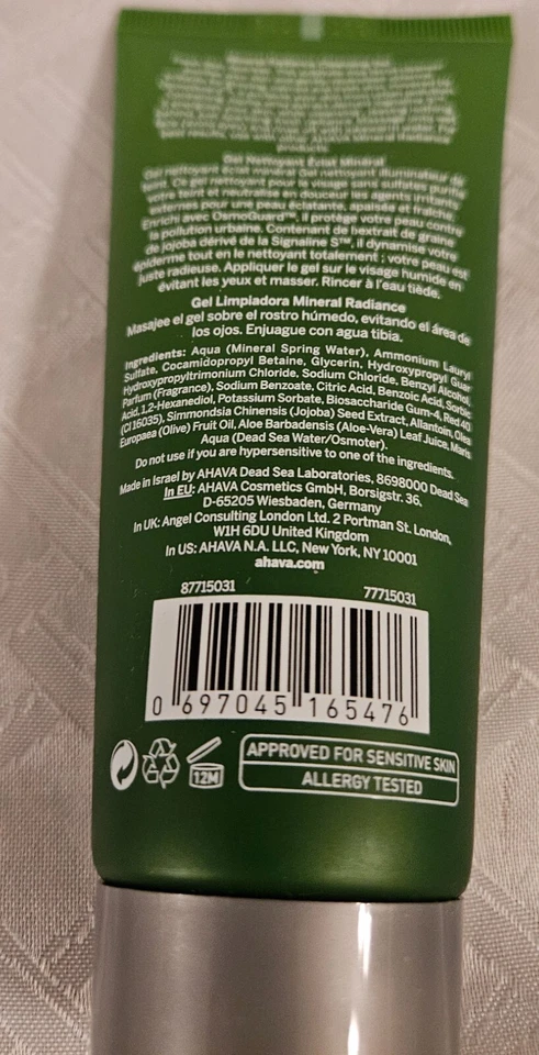 Gel Limpiador AHAVA Mineral Radiance Energía•Radiance•Protector 3.4oz ¡NUEVO! Foto 2 de 3