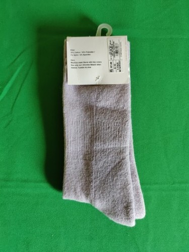 Calcetines de Uso Original Unisex 6-12 Lavanda con Rayas Blancas "Hola" En Verde NUEVO - Imagen 2 de 6