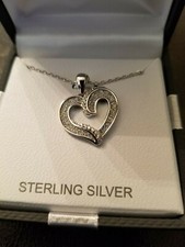 Fine Heart Necklace with Cubic Zirconia in 925 Sterling Silver 18"