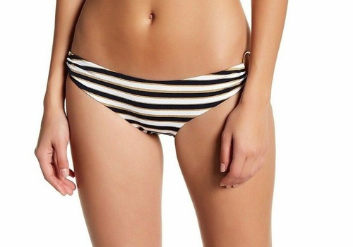 Melissa Odabash Evita bikini bottom sz 4 black / white / gold metallic