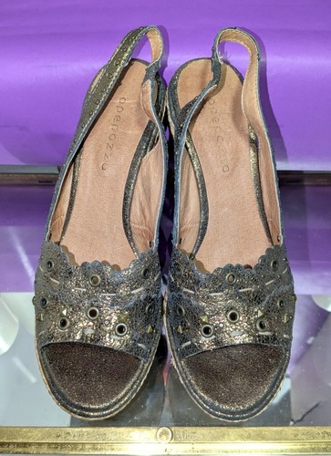 Sandali Apepazza espadrillas oro pelle metallizzata borchie slingback tacco 38 - Foto 6 di 12