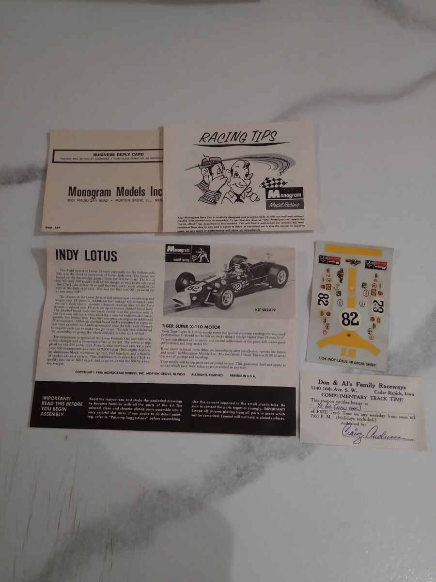 Monogram Indy Lotus Type 38 Slot Car Kit. Unused. | eBay Monogram Indy Lotus Type 38 Slot Car Kit. Unused. | eBay