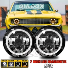 Pair 7"inch Round LED Headlight Hi/Lo Beam Fit 1967 1968 1969 Chevy Camaro