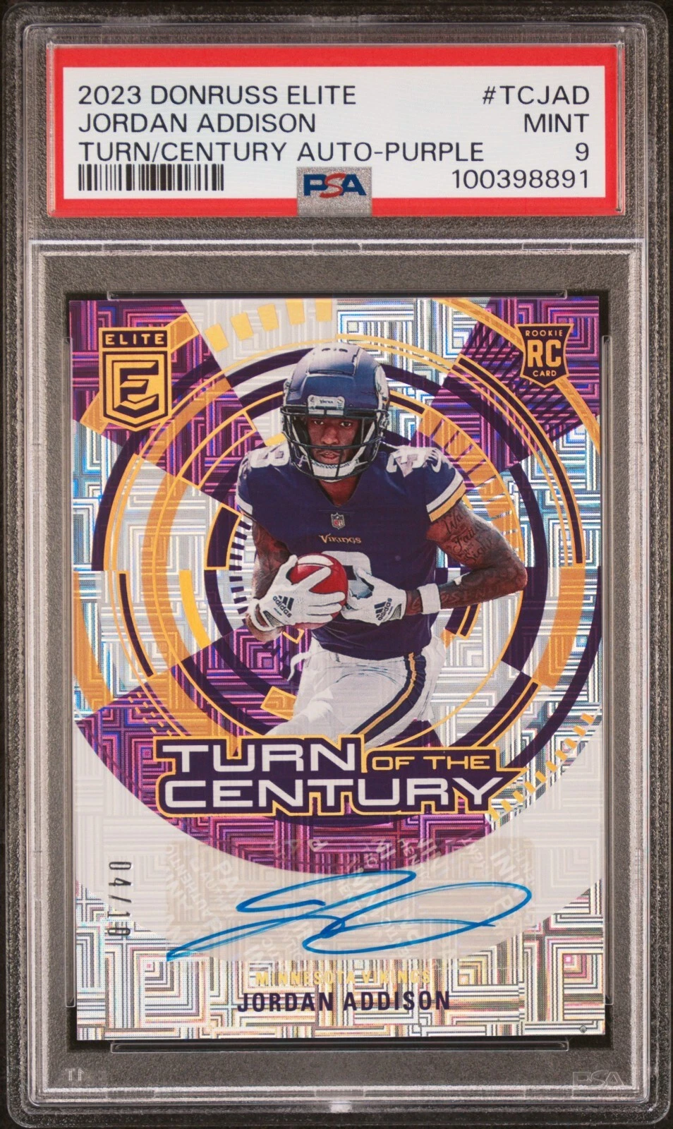 Jordan Addison Panini Donruss Elite Turn of the Century Autograph #TCJAD Purple