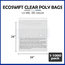 1-1000 24x24 EcoSwift LARGE JUMBO Self Seal Suffocation Warning Clear Poly Bags
