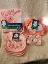 GERBER ORGANICS BABY SOFT 3 PIECE BE KIND LO SET 3-6 mo OUTFIT BATH SET BIBS NWT