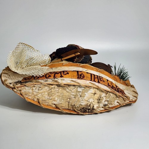 Welcome To The Lake Bear In Canoe Evergreen & Birch Winter Decor Collection - Picture 11 of 11