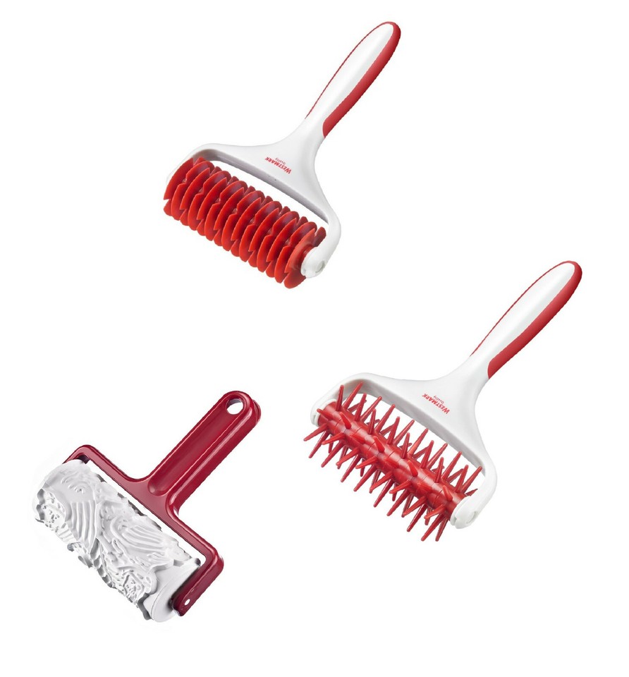 Gitterroller für Linzer Torte Spekulatiusroller Spekulatiuswalze Stipproller ROT