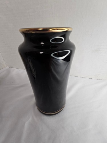 Vintage japanische The Art of Chokin schwarze Vase Geisha Girls 24k Gold 6" hoch - Bild 4 von 7