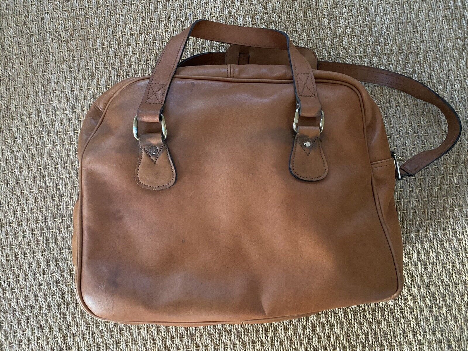 Vintage Leather Bag 1960s Luggage Unisex Duffle W… - image 1