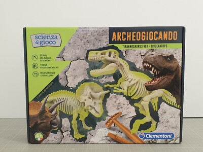 Clementoni 13984 Archeogiocando T-Rex & Triceratopo Scientific Game Colourful
