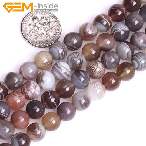 Round Natural Botswana Agate Gemstone Loose Beads For Jewellery Making 15" UK - Picture 11 of 57