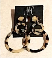 I*N*C Animal Print Circular Earrings On Original Card New
