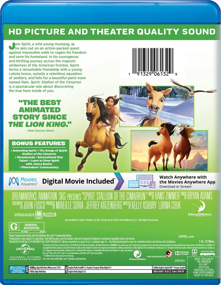 Spirit: Stallion of the Cimarron (Blu-ray) Matt Damon James Cromwell (US IMPORT) - Image 2 of 2