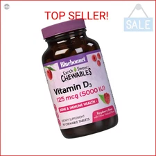 Bluebonnet Nutrition Earth Sweet Vitamin D3 5000 IU Chewable Tablets, Aids in Mu