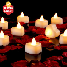 1000 Pieces Artificial Rose Petals with 12 Heart LED Tea Lights Candles Kit, Ros