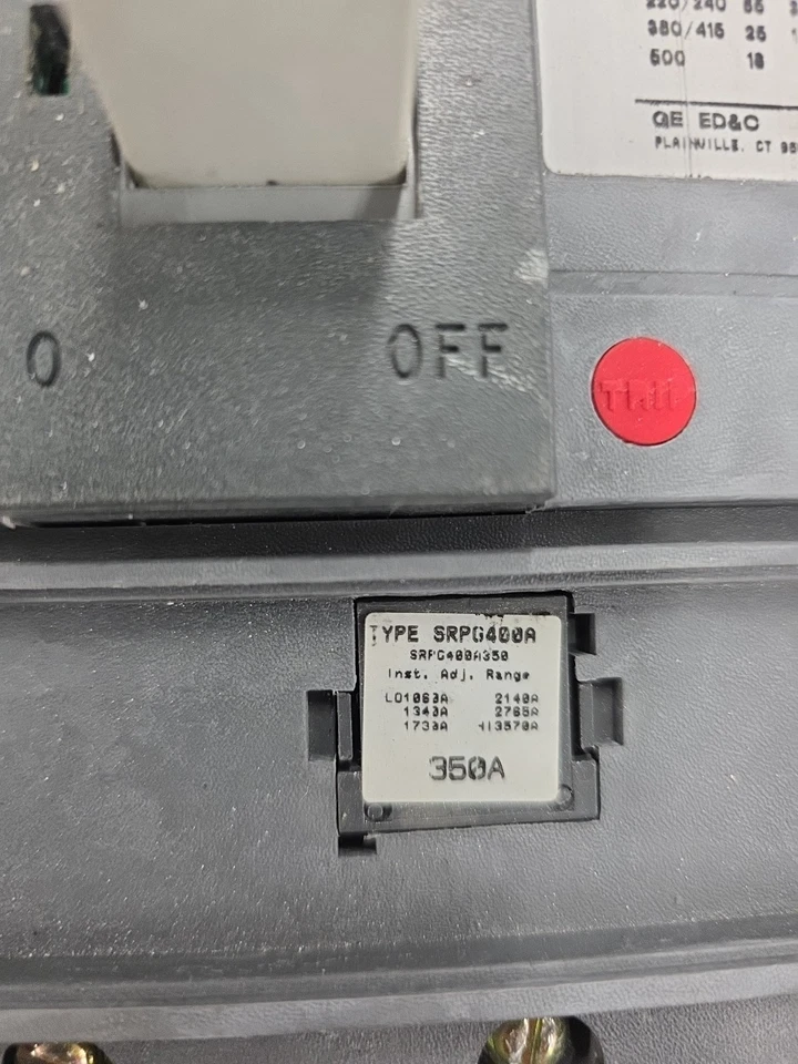 Disyuntor SPHA36AT0400 GE 400 Amp 600 voltios con enchufe de clasificación SRPG400A 350A  Foto 3 de 4