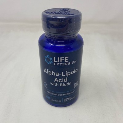 Life Extension Alpha-Lipoic Acid + Biotin, Blue, 60 Capsules