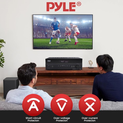 Pyle 5.2 Channel Hi-Fi Home Theater Receiver - 1000W MAX Wireless BT Black - Picture 6 of 7