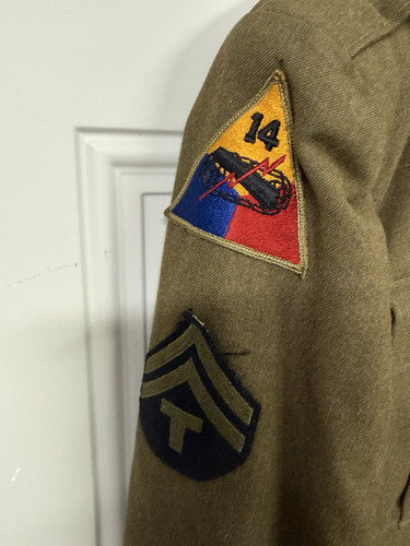 WWII US Army T5 Corporal Ike Jacket 80th Infantry Division 14th Armored Division - Foto 4 di 12