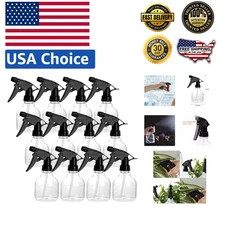 12 Pack 8 Oz BPA-Free Clear Spray Bottles with Adjustable Trigger - Reusable