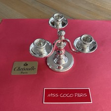 CHANDELIER ERCUIS 3 BRANCHES TRES BEL ÉTAT METAL ARGENTÉ HT 17 CM