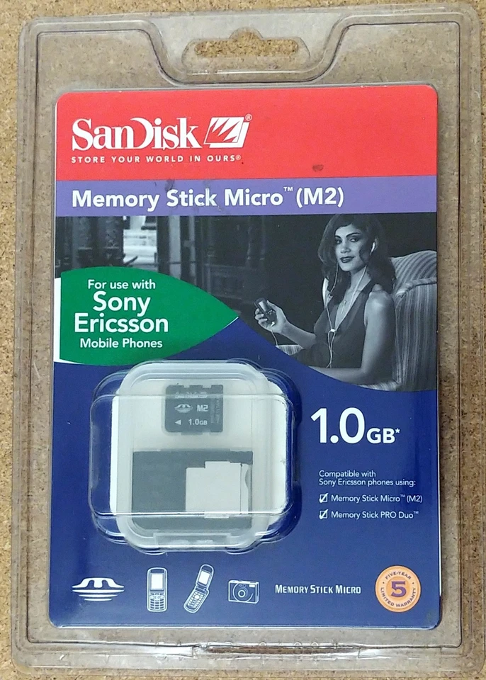 Orginal Sandisk 1GB M2 Memory Sticks Micro, Sealed Blister Pack. For Sony. - Image 2 of 3