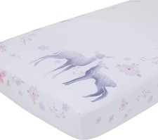 NoJo Watercolor Deer 100 Cotton Sateen Photo Op Fitted Crib Sheet