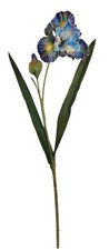 Artificial Iris Flower 33 Inch Tall Blue Faux Iris Stem Hand Painted Look Floral