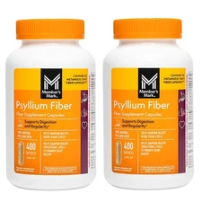 2 Pack - Member's Mark Fiber Capsules 100% Psyllium 400 ct (Total 800)