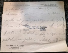 Corato 1925-Dott.Sig Ripoli Camillo Medico Chirurgo, Inviata dalla Societá...