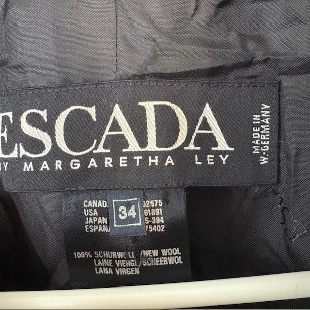 Blazer Escada Vintage Mujer 34 Gris Rayas Lana Doble Pecho Chaqueta Años 90 Foto 3 de 4