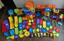 Large Lot Of Vtech Cars And Speedways Racing Toy