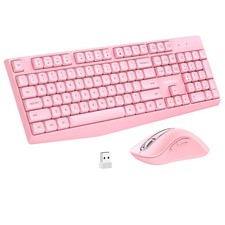 Wireless Keyboard Mouse Combo - 2.4G Full-Size Ergonomic Set with USB Receive...
