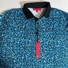 Redvanly Brewer Polo Shirt Mens S Small Malibu Blue Floral Print Golf Athletic