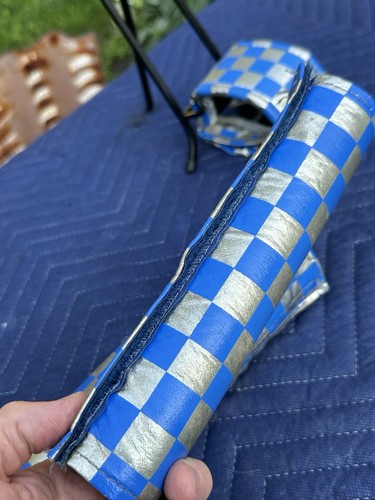 Flite BMX Pad Set OLD SCHOOL BMX FLITE CHECKERBOARD PADS SET ANODIZED BLUE - Picture 7 of 17