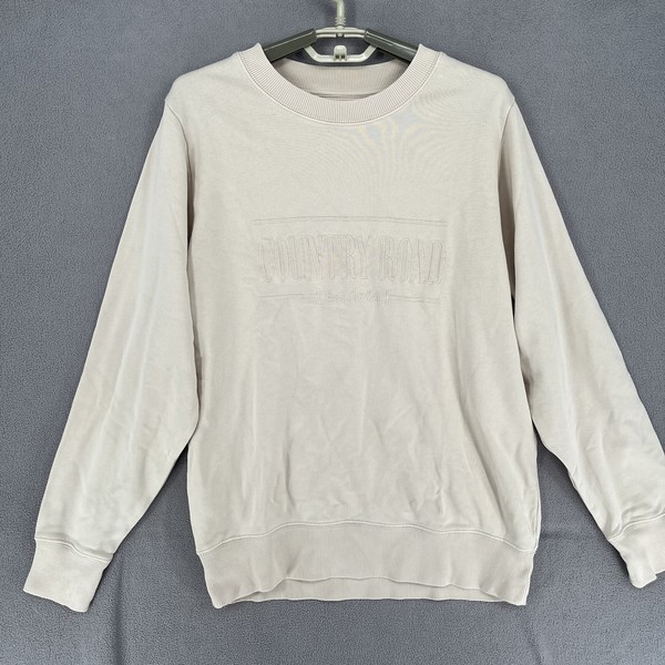 Country Road Jumper Womens 2XS XXS Beige Heritage Knit Crew Long Sleeve Logo