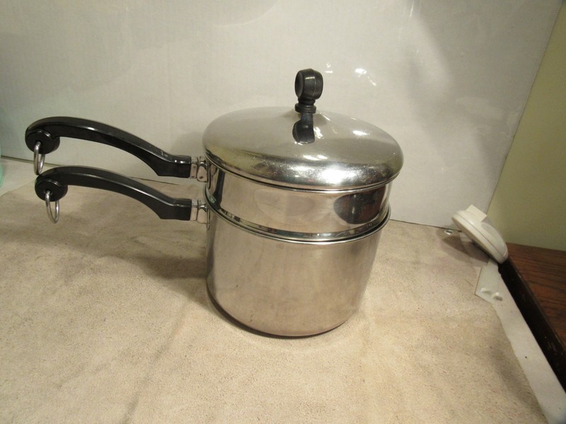 Vintage Farberware 2.5 Quart Stainless Steel Double Boiler Saucepan & Lid USA